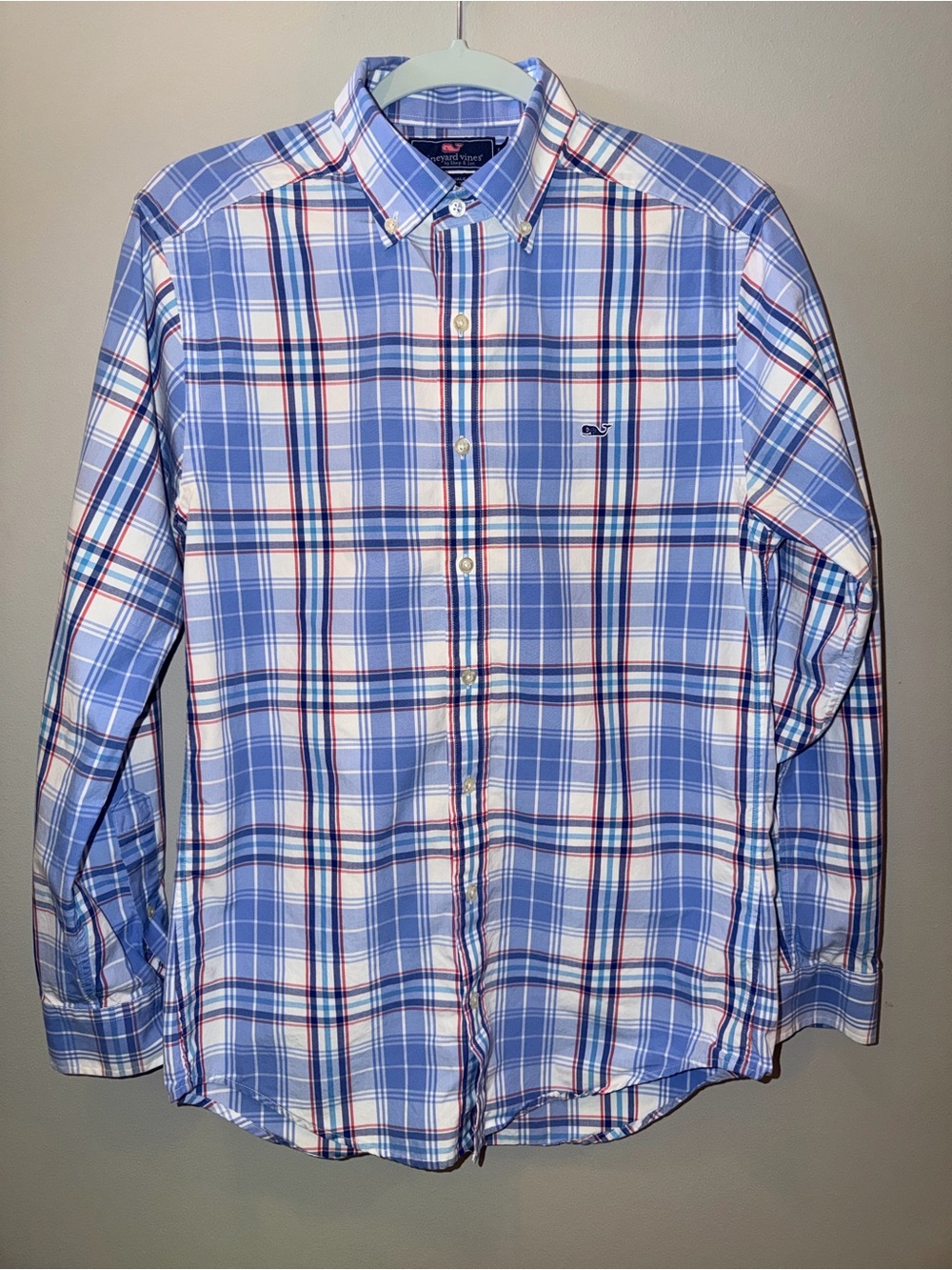 Vineyard Vines 100% cotton Lightweight Blue and White Plaid Button-Down Shirt